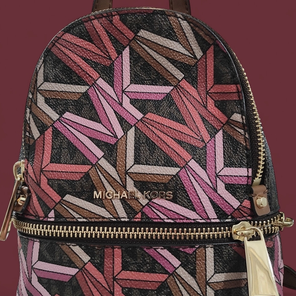 Michael Kors Geometric Backpack - Pink, Brown, Black - Picture 1 of 4